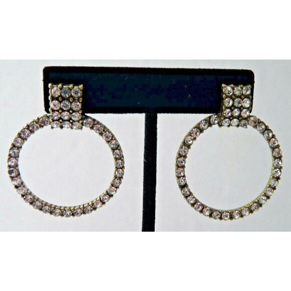 BaubleBar Brass Tone Gemma Crystal Embellished Circle Earring - Picture 1 of 3